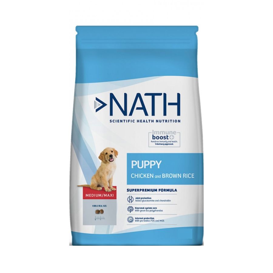 Nath Puppy Medium Maxi sabor pollo y arroz integral alimento para perros